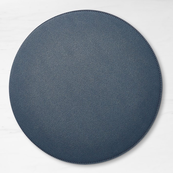 Faux Shagreen Round Placemat - Navy