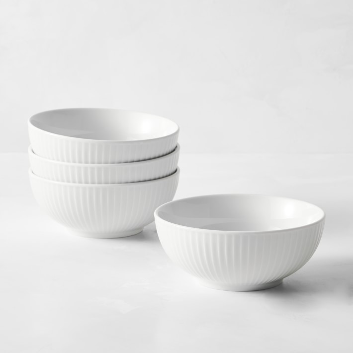 Pillivuyt Plisse Porcelain Cereal Bowls, Set of 4