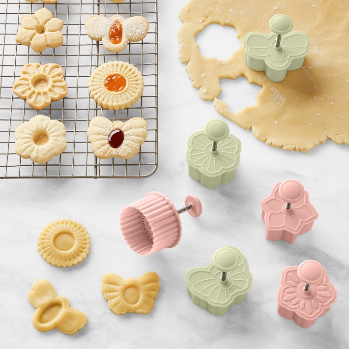 Williams Sonoma Spring Floral Thumbprint Cookie Stamps Set of 6