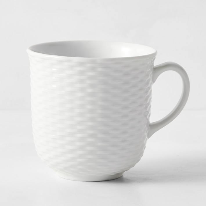 Pillivuyt Basketweave Porcelain Mugs, Set of 4