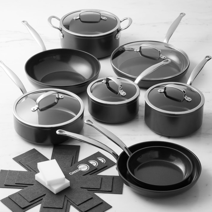 Calphalon 10 Piece Ceramic Nonstick Cookware Set, Medium, Black  Ceramic  cookware set, Ceramic nonstick cookware, Ceramic cookware