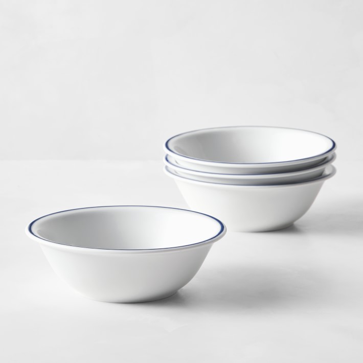 Apilco Tradition Porcelain Blue-Banded Cereal Bowls, Set of 4