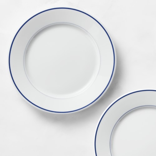 Apilco Tradition Porcelain Blue-Banded Salad Plates, Set of 4