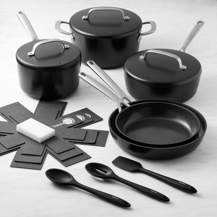 Ceramic Nonstick Aluminum 11 Piece Cookware Set in Black - 11