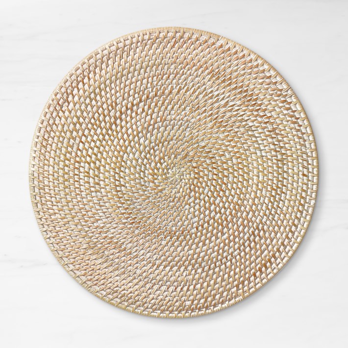 White Wash Woven Hapao Round Place Mat