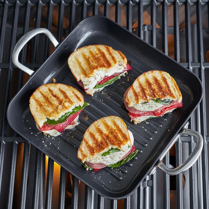 Williams Sonoma GreenPan™ Premiere Stainless-Steel Ceramic Nonstick  Outdoor/Indoor Square Grill Pan