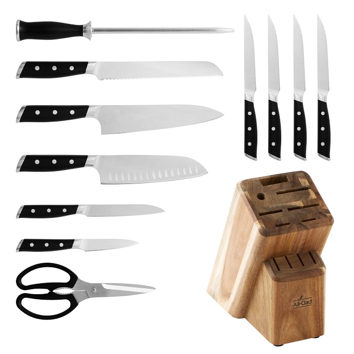 Knife Set, 17 Pcs Black Kitchen Knife Set with Acrylic Knife Holder, Super Sharp Knife Block Set with Bo Oxidation Coating