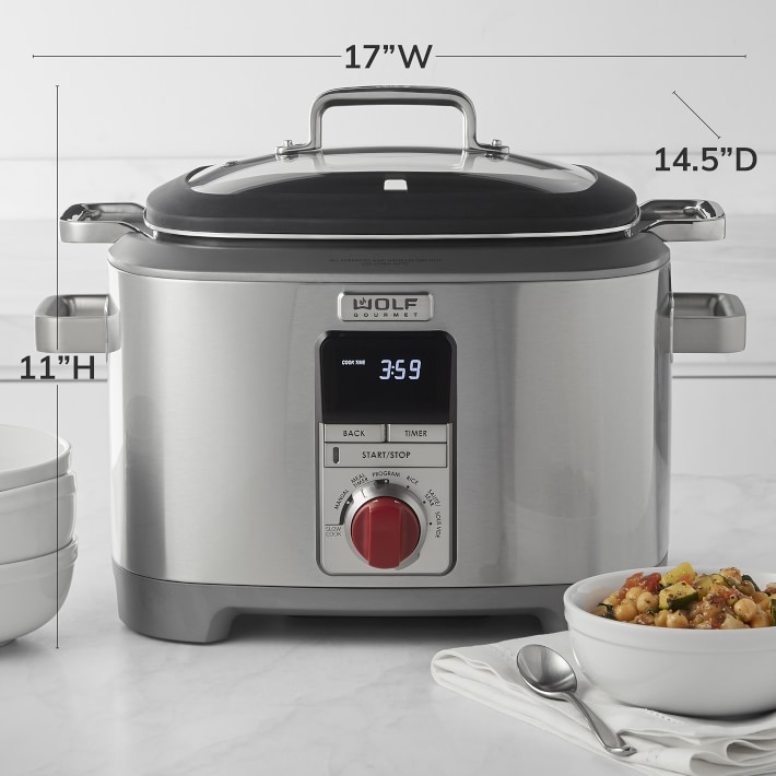 Wolf Gourmet 7 qt. Multi-function Cooker with Red Knob, 7 qt., Stainless Steel