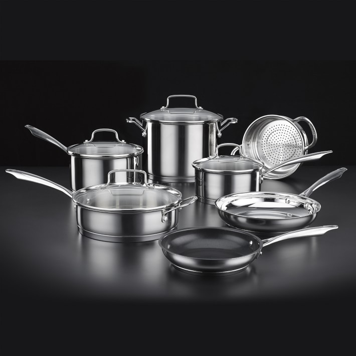 Cuisinart Chef's 11 Piece Classic Stainless Steel Cookware Set, Silver
