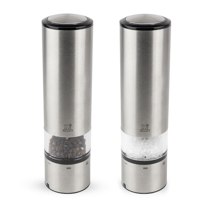 Pepper Grinder with Light - Battery Operated Pepper or Salt Mill -  Stainless Steel - Easy Grip - Easy to Use - Sleek Modern Design, Adjustable
