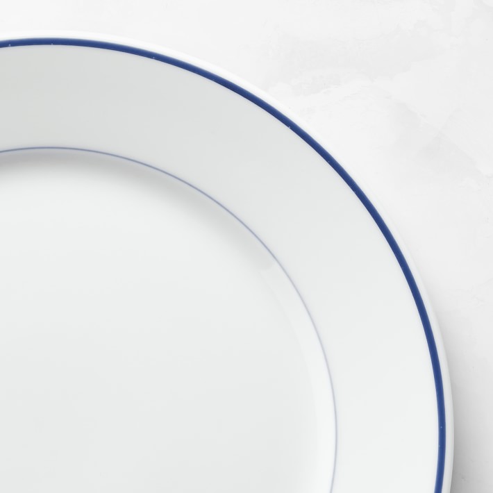 Set of 3 Brasserie Blue-Banded Porcelain Salad Plates