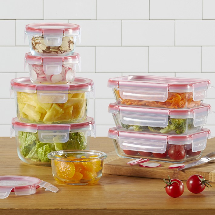 Pyrex Freshlock 8-Pieces Mixed Sized Glass Food Storage Containers Set,  Airtight & Leakproof Locking Lids, Freezer Dishwasher Microwave Safe