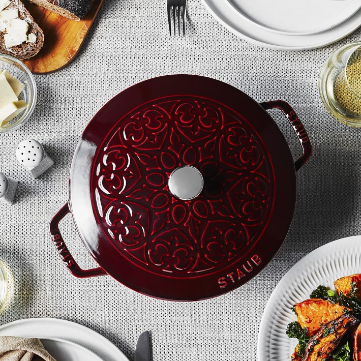 Williams Sonoma Staub Enameled Cast Iron Essential Lily Embossed French  Oven