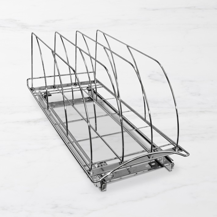 VEVOR Pan and Pot Rack Expandable Pull Out Under Cabinet Organizer Cookie Sheet Baking Pans Tray Organization Adjustable Wire Dividers Steel Lid
