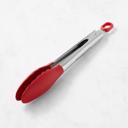 Williams Sonoma Stainless-Steel Silicone Tongs, 9", Red