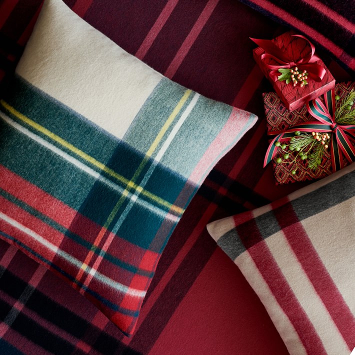 Plaid Lambswool Pillow Cover