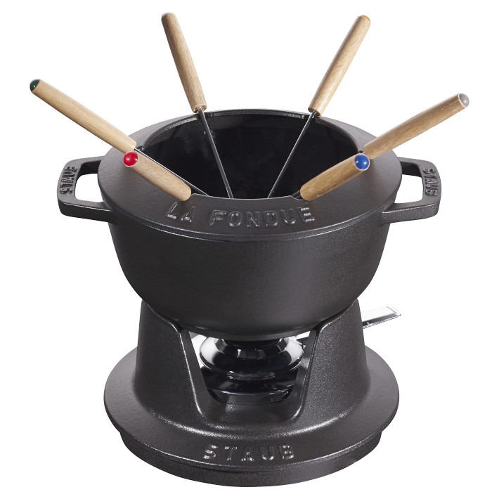 Staub Enameled Cast Iron Fondue Pot, 1 3/4 Qt., Matte Black