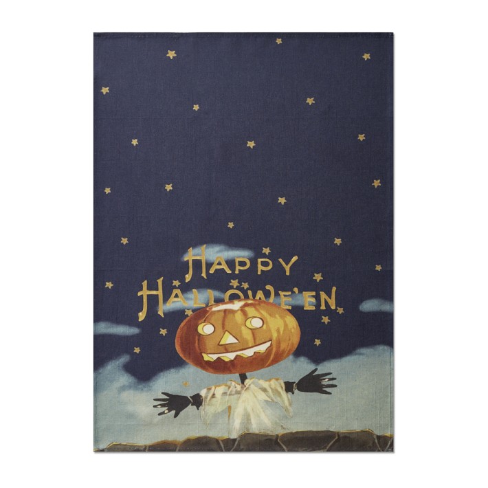 Vintage Halloween Towels, Set of 2, Pumpkin