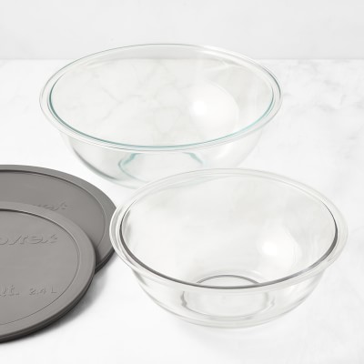 Pyrex Glass Bowls with Grey Lids, Set of 2 + Reviews, Crate & Barrel