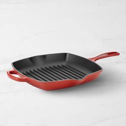Le Creuset Signature Enameled Cast Iron Square Grill Pan, 10", Red