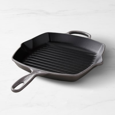 Le Creuset Square Oyster Grey Enameled Cast Iron Signature Grill Skillet -  13 1/2L x 12L x 2H