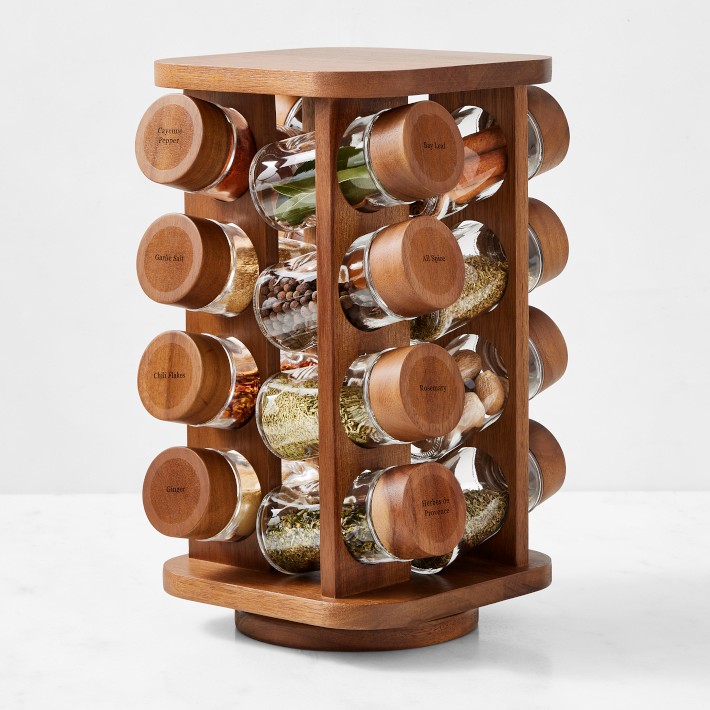 Revolving Spice Rack Organizer Storage for kitchen, Spice Stand Holder,  Spinning Countertop Herb and Spice Rack Organizer with 12 Glass Jar Bottles