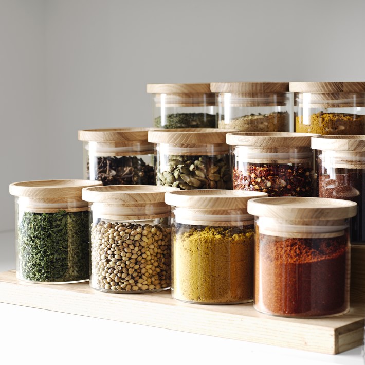 Hold Everything Stacking Spice Jar Stadium  Food pantry organizing, Glass  canisters, Spice storage