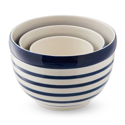 Williams Sonoma + Blue & White Ceramic Mixing Bowls, Set of 2