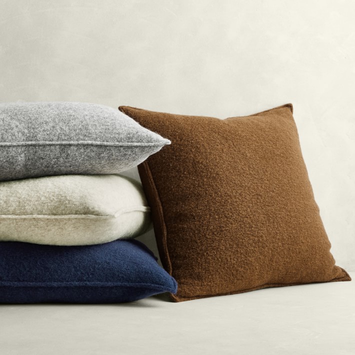 Italian Boiled Wool Solid Pillow Cover