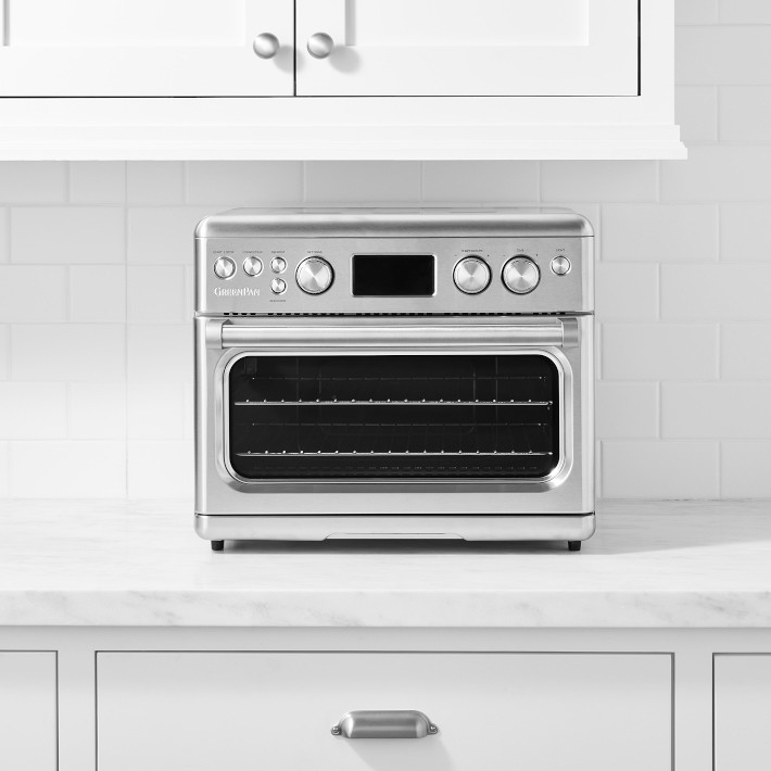 GreenPan Bistro Matte Black 9-in-1 Air Fry Oven, Nonstick Baking Pan,  Stainless Steel Rack, and Basket, Fast Heating, Multifunction Presets