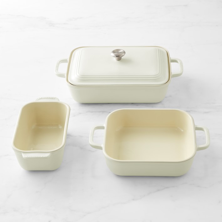 Le Creuset 4-Piece White Stoneware Ceramic Bakeware Set