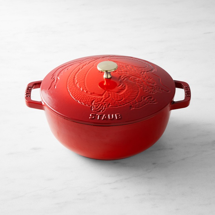 Staub Enameled Cast Iron Essential French Oven with Dragon Lid, 3 3/4-Qt.,  Cherry
