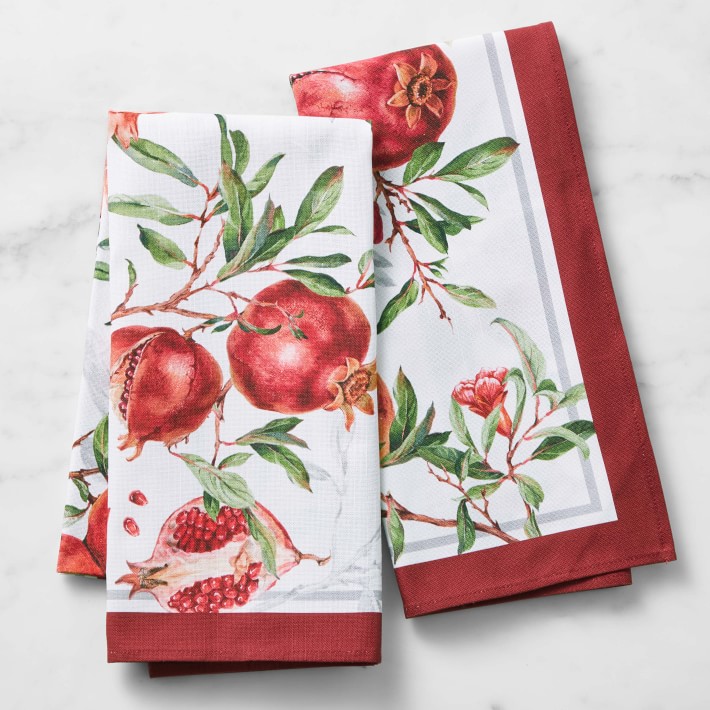 Autumn Harvest Towels, Set of 2, Pomegranate