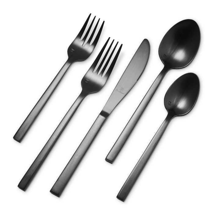 Willams Sonoma | Fortessa Arezzo Flatware, 5-Piece, Brushed Black