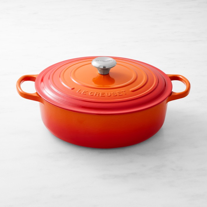 Le Creuset Signature Enameled Cast Iron Round Wide Dutch Oven, 6 3/4-Qt. (Flame)