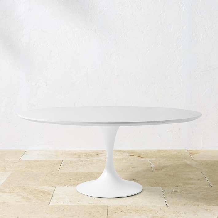 Tulip 70&quot; Outdoor Concrete Oval Dining Table, White
