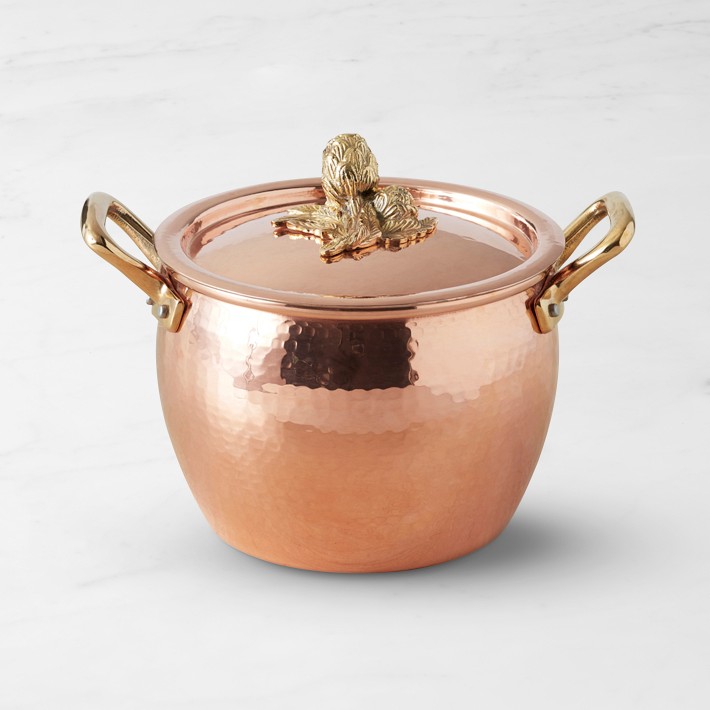 Ruffoni Historia Hammered Copper Stock Pot with Artichoke Knob, 3 1/2-Qt.