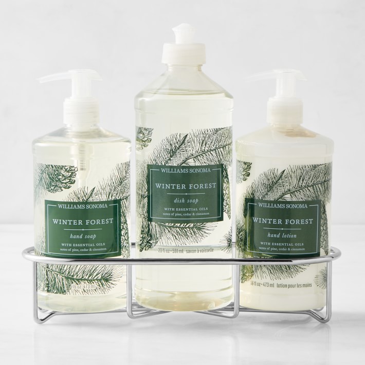 Williams Sonoma Winter Forest Hand Soap &amp; Lotion 4-Piece Set, Stainless-Steel