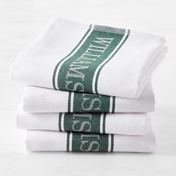 Williams Sonoma Classic Logo Towels, Set of 4, Dark Green