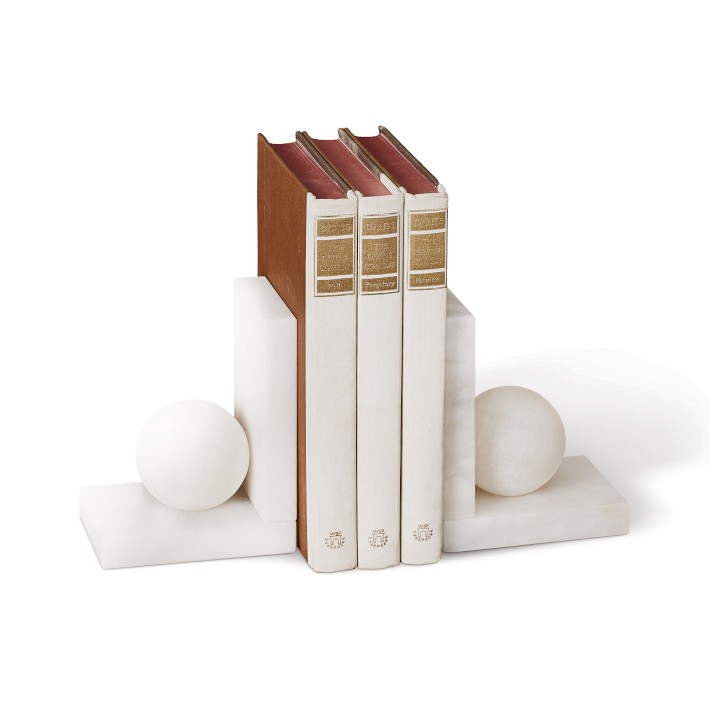 Alabaster Ball Bookends Williams Sonoma