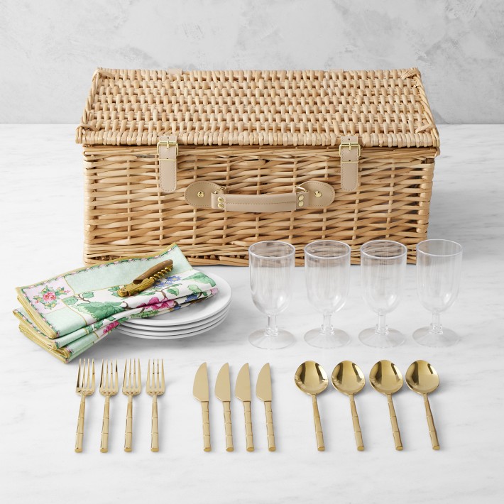 Williams Sonoma Famille Rose Picnic Basket Williams Sonoma
