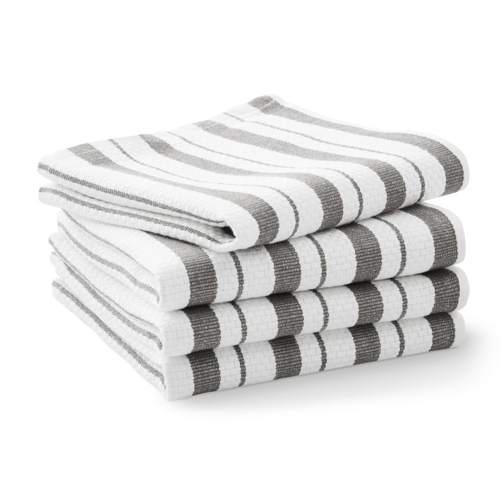 Williams Sonoma Classic Stripe Dishcloths, Set of 4, Charcoal