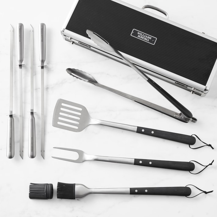 Williams Sonoma Black-Handled BBQ Tool Set with Storage Case