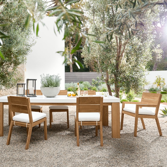 Larnaca Outdoor Teak Fiberstone Dining Table