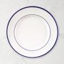 Brasserie Blue-Banded Porcelain Dinner Plates, Set of 4