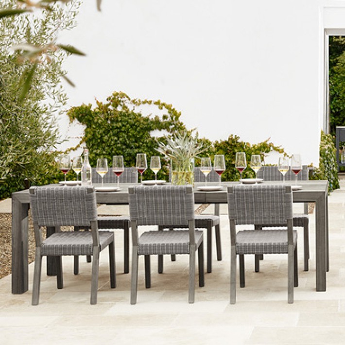 Larnaca Outdoor Teak Extendable Dining Table, 72&quot;, Grey