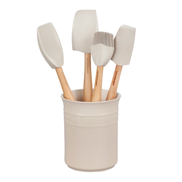 Le Creuset Silicone Utensils with Utensil Holder, Set of 5 (Brioche)