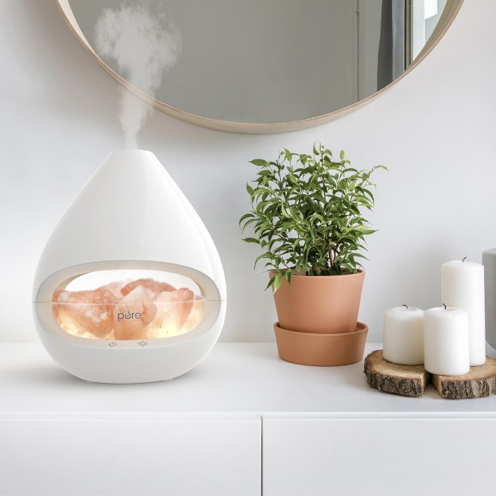 Pure Enrichment PureGlow Crystal Himalayan Salt Rock Lamp & Ultrasonic Oil  Diffuser | Williams Sonoma