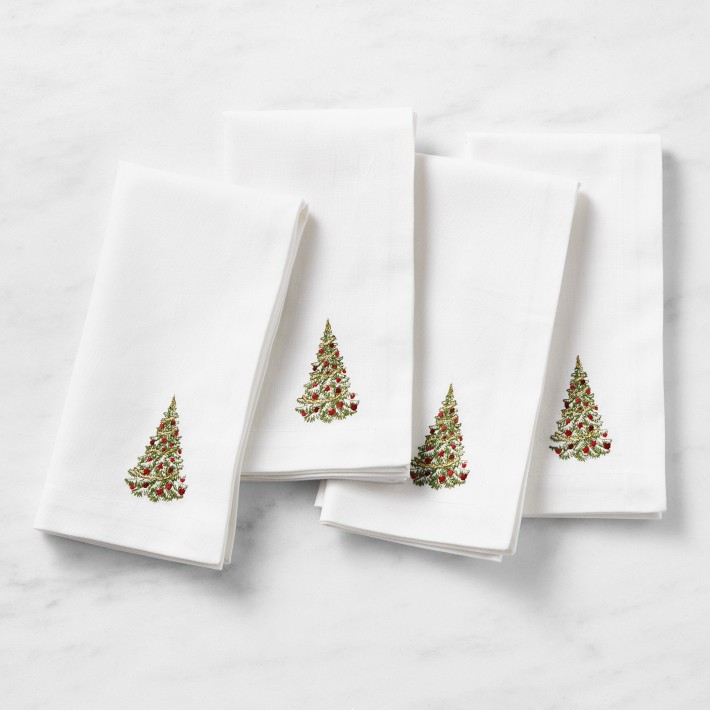 Embroidered Holiday Napkins, Set of 4