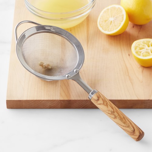 Williams Sonoma Stainless-Steel Handheld Strainer with Olivewood Handle